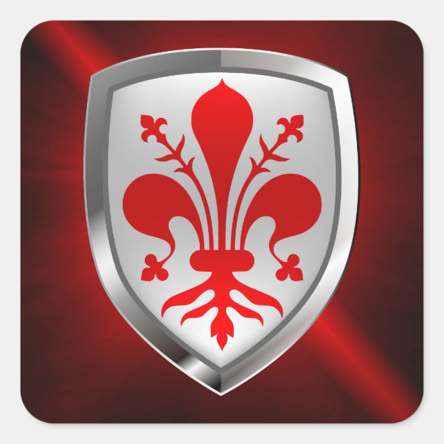 Pegatina Cuadrada Emblema metálico de Firenze (Anverso)