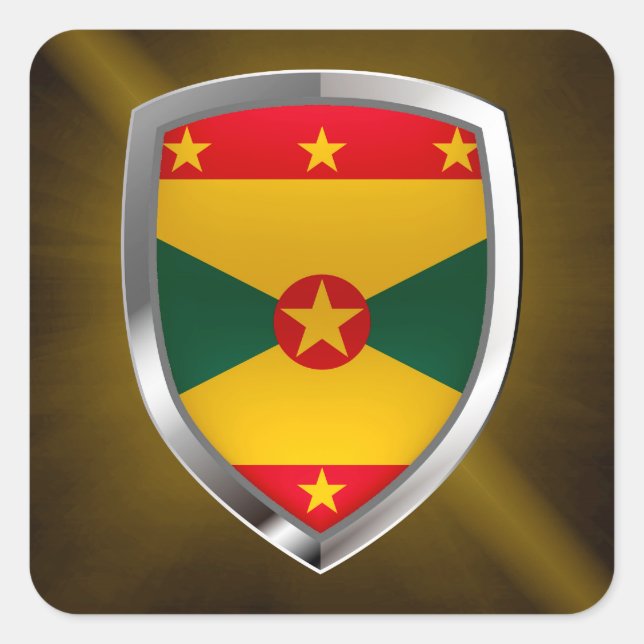 Pegatina Cuadrada Emblema metálico de Granada (Anverso)