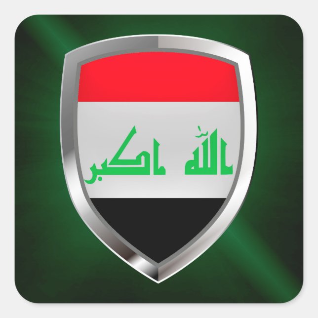 Pegatina Cuadrada Emblema metálico de Irak (Anverso)