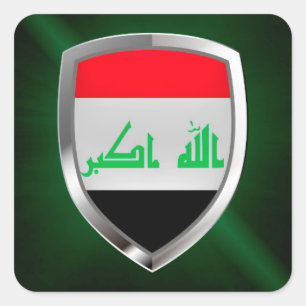 Pegatina Cuadrada Emblema metálico de Irak