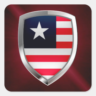 Pegatina Cuadrada Emblema metálico de Liberia