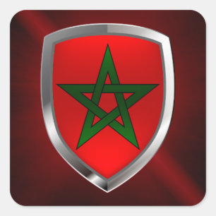 Pegatina Cuadrada Emblema metálico de Marruecos