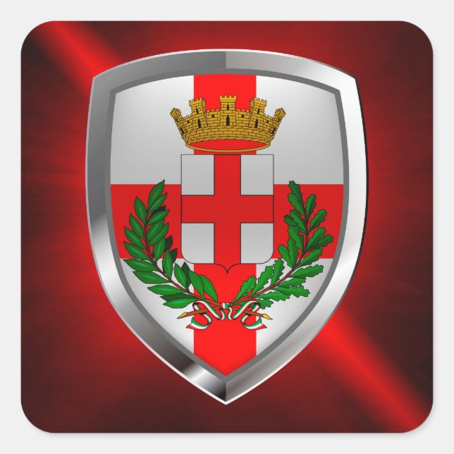 Pegatina Cuadrada Emblema metálico de Milano (Anverso)