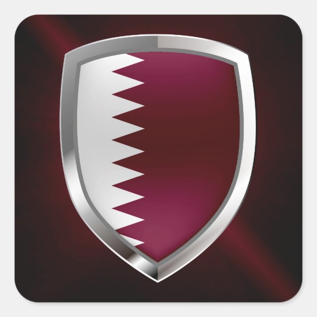 Pegatina Cuadrada Emblema metálico de Qatar (Anverso)