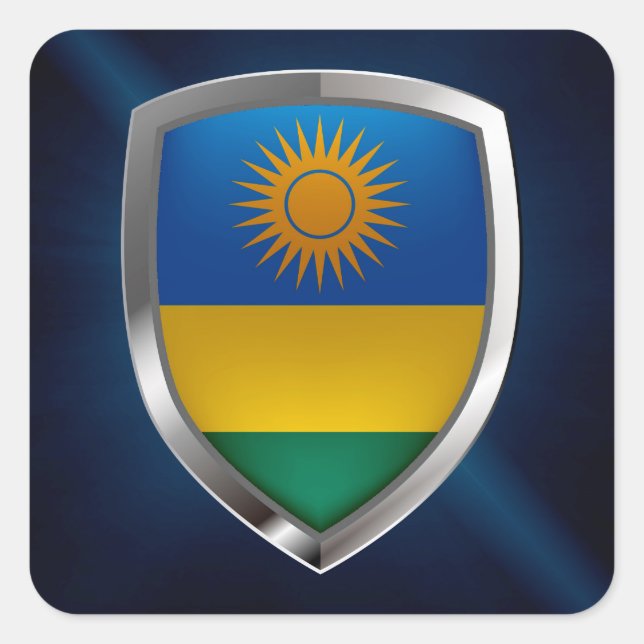 Pegatina Cuadrada Emblema metálico de Ruanda (Anverso)