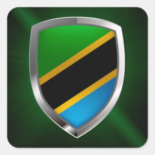 Pegatina Cuadrada Emblema metálico de Tanzania