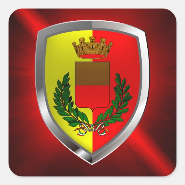 Pegatina Cuadrada Emblema metálico napoli (Anverso)
