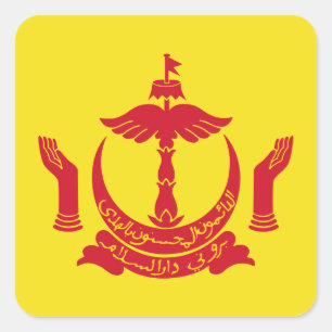 Pegatina Cuadrada Emblema nacional bruneano, Brunéi
