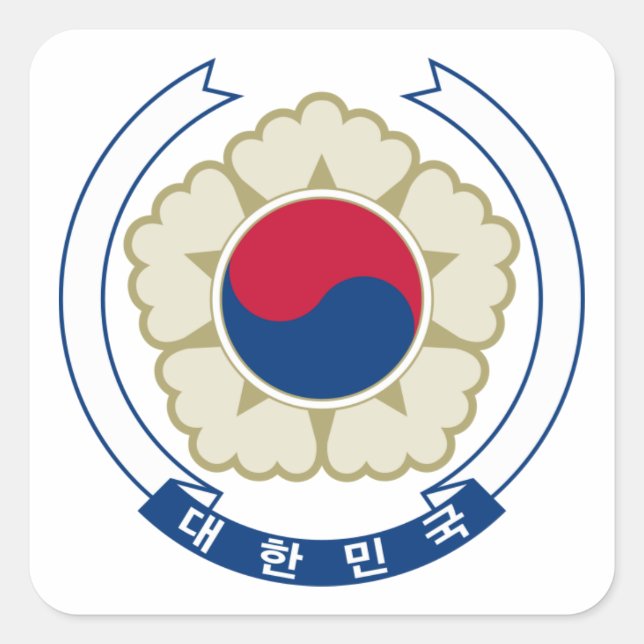 Pegatina Cuadrada Emblema nacional de Corea del Sur (Anverso)