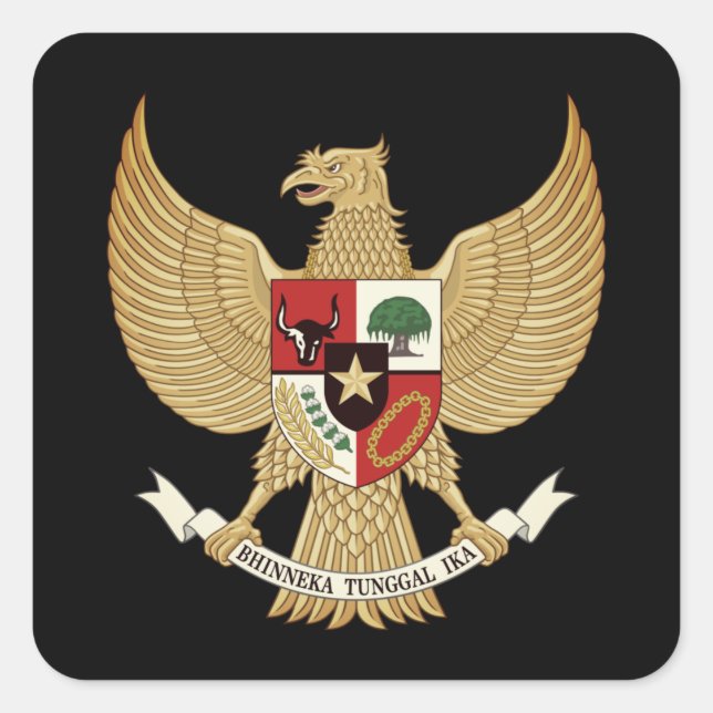 Pegatina Cuadrada Emblema nacional de Indonesia (Anverso)