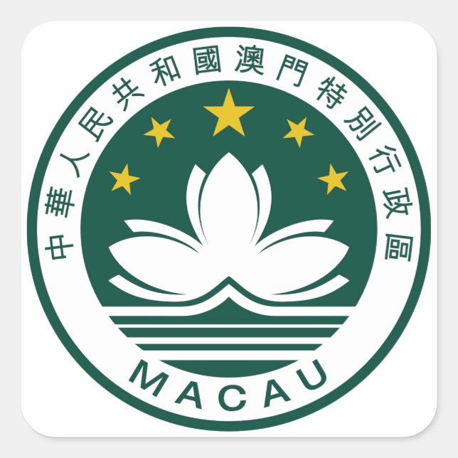 Pegatina Cuadrada Emblema nacional de Macao (China) (Anverso)