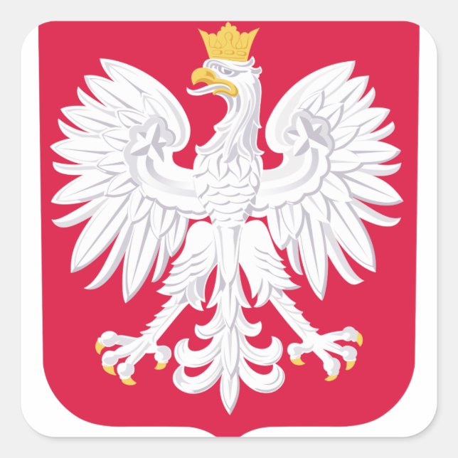Pegatina Cuadrada Emblema polaco - Escudo de Polonia - Polska Herb P (Anverso)