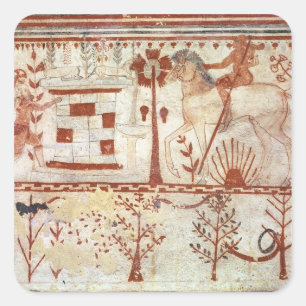 Pegatina Cuadrada Emboscada del príncipe Trojan Troilus