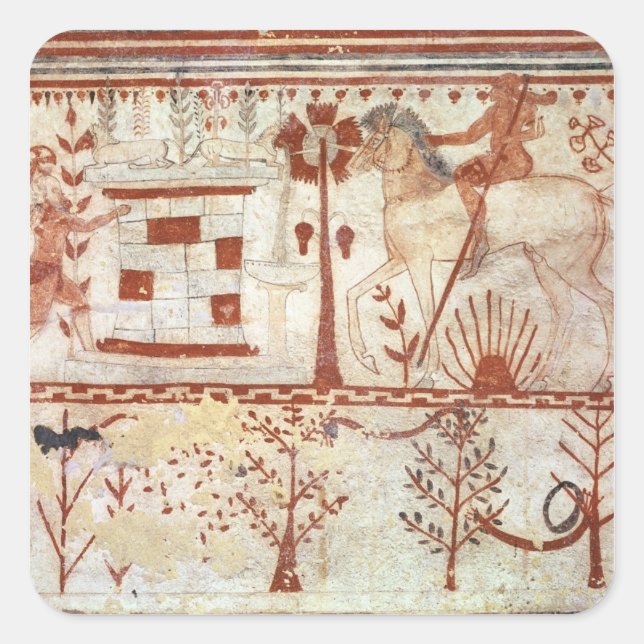 Pegatina Cuadrada Emboscada del Troleo Príncipe de Troya (Anverso)