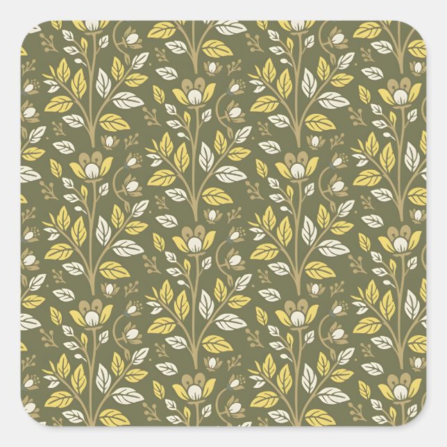 Pegatina Cuadrada Embrace Nature with Elegant Floral Patterns (Anverso)