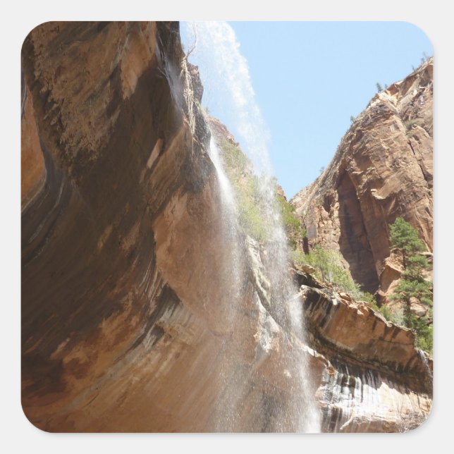 Pegatina Cuadrada Emerald Pool Falls II de Zion National Park (Anverso)