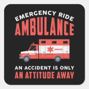 Pegatina Cuadrada Emergencia Ambulancia Emt Paramédico de Emergencia