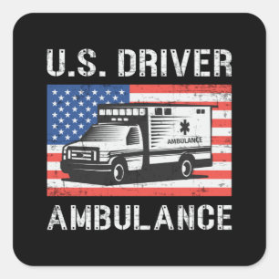 Pegatina Cuadrada Emergencia paramédica del controlador de ambulanci