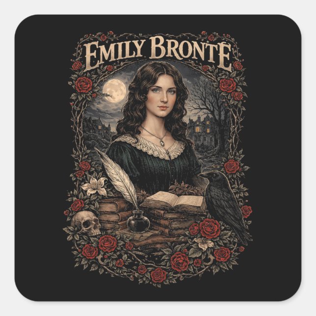 Pegatina Cuadrada Emily Brontë (Anverso)
