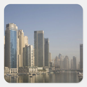 Pegatina Cuadrada Emiratos Árabes Unidos, Dubai. Torres Marina con