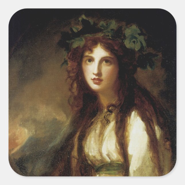 Pegatina Cuadrada Emma, Lady Hamilton (Anverso)