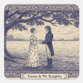 Pegatina Cuadrada Emma y el Sr. Knightley