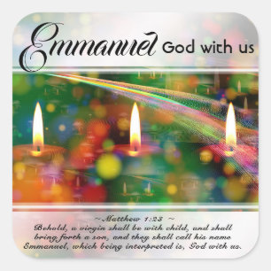 Pegatina Cuadrada Emmanuel Dios con nosotros Mateo 1:23 Navidades Bi