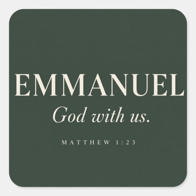 Pegatina Cuadrada EMMANUEL | Mateo 1:23 | Navidad (Anverso)