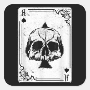 Pegatina Cuadrada Emo Gótico y el As de Punk del juego de póquer Spa