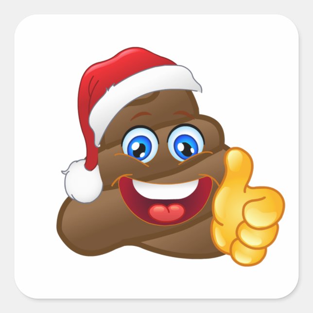Pegatina Cuadrada Emoji brillante de Santa Poop (Anverso)