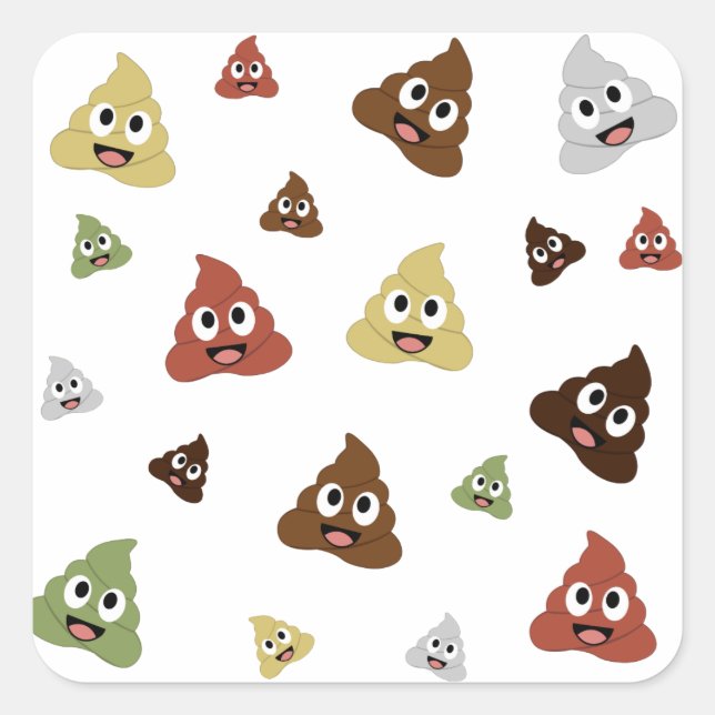 Pegatina Cuadrada Emoji Cute Poop ideas divertidas de regalo (Anverso)