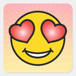 Pegatina Cuadrada Emoji de amor