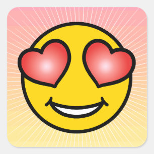 Pegatina Cuadrada Emoji de amor
