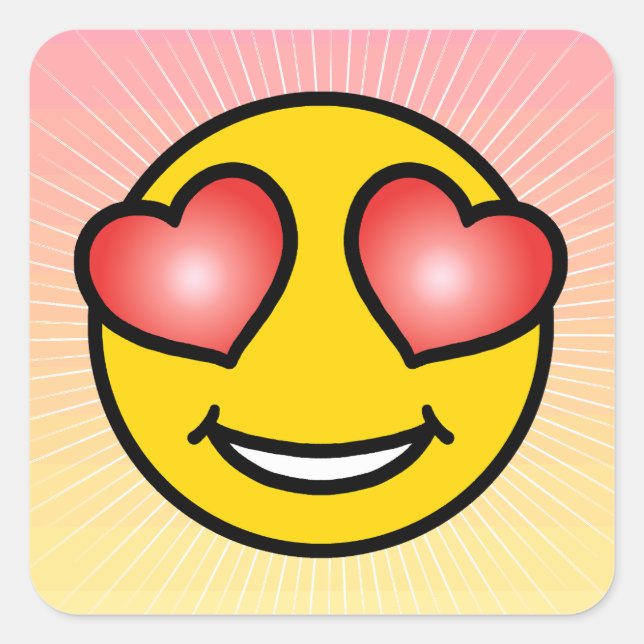 Pegatina Cuadrada Emoji de amor (Anverso)