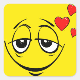 Pegatina Cuadrada Emoji de amor Cute Happy Face