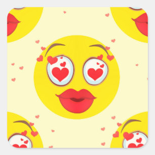 Pegatina Cuadrada Emoji de beso de San Valentín