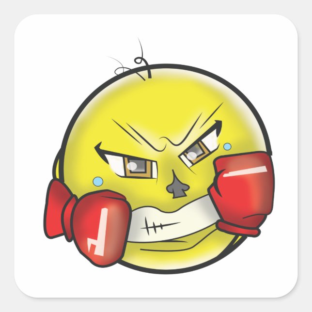 Pegatina Cuadrada Emoji de boxeo con guantes (Anverso)