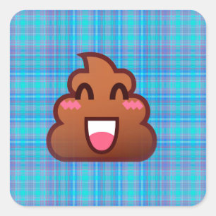 Pegatina Cuadrada emoji de caca de plaid
