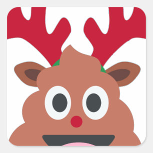 Pegatina Cuadrada emoji de cacería de renos de Navidad