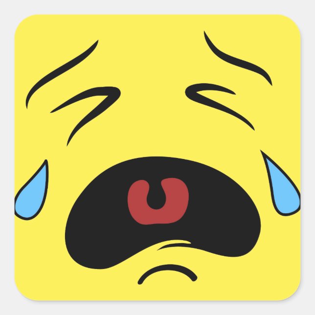 Pegatina Cuadrada Emoji de cara triste (Anverso)
