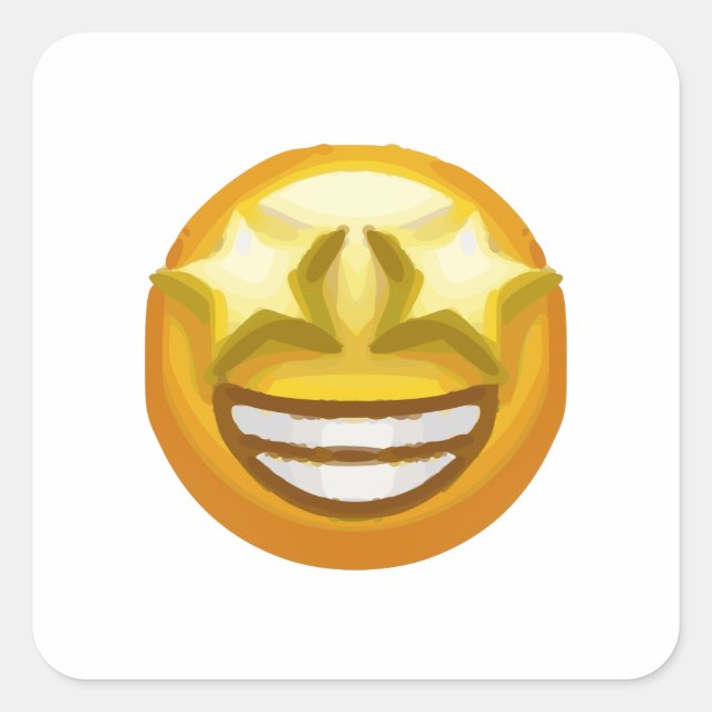 Pegatina Cuadrada emoji de ojos de estrella (Anverso)