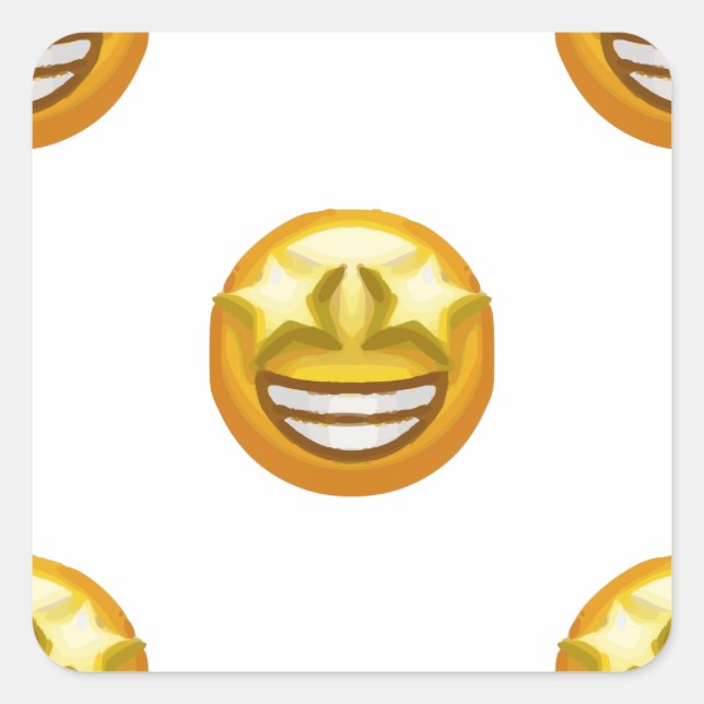 Pegatina Cuadrada emoji de ojos de estrella (Anverso)