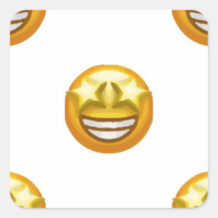 Pegatina Cuadrada emoji de ojos de estrella