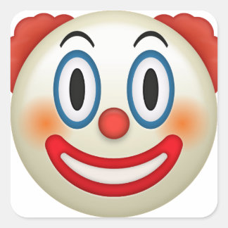 Pegatina Cuadrada Emoji de Payaso Loco