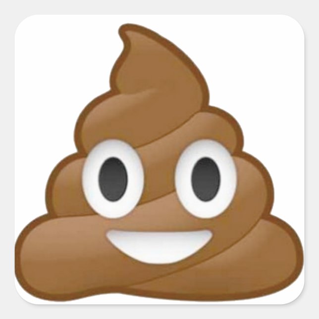 Pegatina Cuadrada Emoji de poop (Anverso)