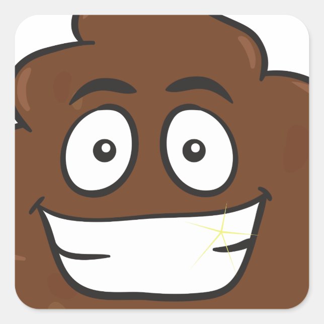 Pegatina Cuadrada emoji de poop divertida (Anverso)
