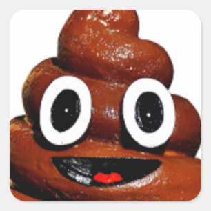 Pegatina Cuadrada emoji de poop graciosa