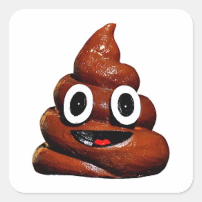 Pegatina Cuadrada emoji de poop graciosa (Anverso)