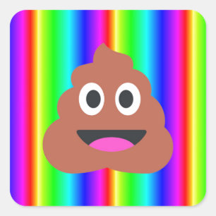 Pegatina Cuadrada emoji de popó arco iris
