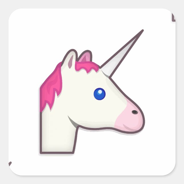 Pegatina Cuadrada emoji de unicornio (Anverso)